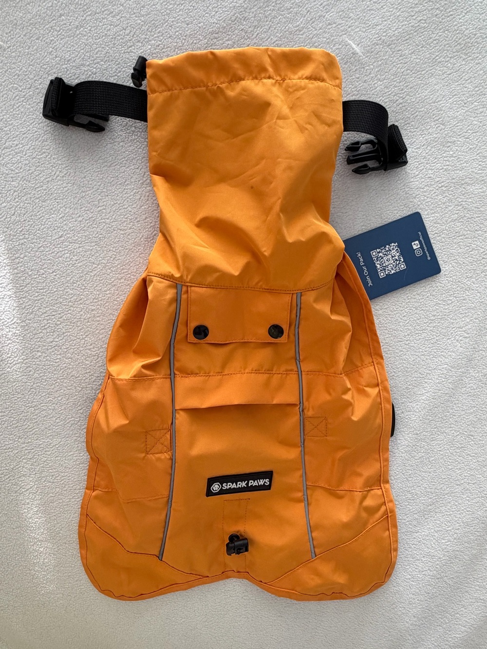 Spark Paws Orange Waterproof Dog Jacket with Reflective Trim